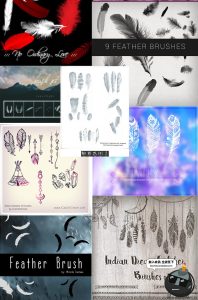 羽毛鸡毛羽绒飘落飘散效果brush笔触设计PS画笔PS笔刷素材合集-设计猿