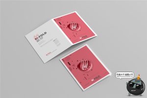 A4卡纸对折页宣传单册VI效果展示PSD智能贴图样机模板PS设计素材-设计猿