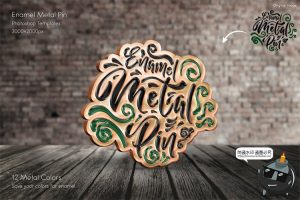 金属金边凹形徽章胸针标志图案纪念模型MOCKUPS样机PSD模板PS素材-设计猿