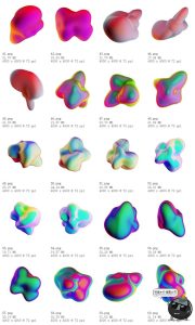 新复古未来派科技迷幻酸性风3D抽象液态形状PNG免抠装饰元素素材-设计猿