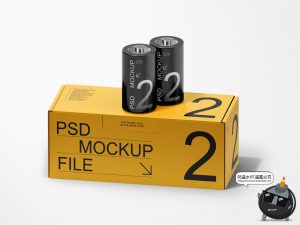 电池潮物纸盒时尚潮流产品包装贴图效果VI展示样机PSD模板PS素材-设计猿