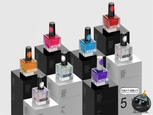 指甲油化妆品美妆展示台产品包装贴图效果展示PSD模板样机PS素材-设计猿