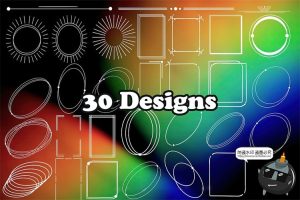 线性边框几何图形线条几何简约装饰元素png免抠图ps笔刷ABR素材-设计猿