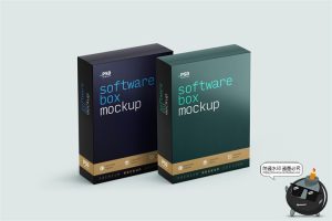 数码产品盒长方体信息光盘3C扁盒包装盒样机VI贴图PSD模板PS素材-设计猿