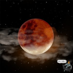 月球月亮中秋多云红月后期合成插画背景海报PSD分层模板PS素材-设计猿