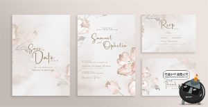 唯美清新植物花卉婚礼邀请函卡片祝福卡生日请柬背景PSD模板素材-设计猿