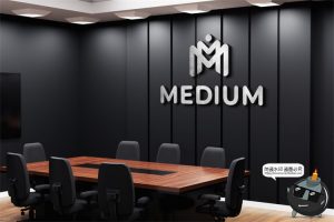 公司企业形象3D立体LOGO标志办公室会议室墙展示样机PSD模板素材-设计猿