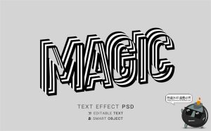 潮流3D三维立体扭曲文字折叠标题字体特效PSD模板样机样式PS素材-设计猿