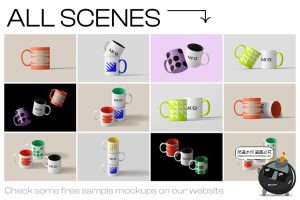 马克杯陶瓷咖啡杯水杯直筒杯智能贴图效果展示样机PSD模板PS素材-设计猿