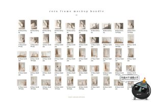 素雅木质相框边框挂画照片框文艺暖色调mockups样机PSD模板PS素材-设计猿