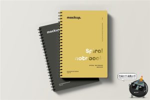 线圈式螺旋笔记本记事本子封面效果VI样机mockups展示PSD模板素材-设计猿