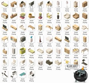 2.5D家具家居元素家电运动器材游戏等距元素设计图标PNG/AI素材-设计猿