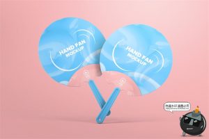 圆形塑料派发广告扇宣传礼品扇子智能贴图展示PSD模板样机PS素材-设计猿