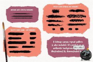 蜡笔油画颜料涂鸦手绘艺术画笔笔触brush插画效果Ai矢量笔刷素材-设计猿