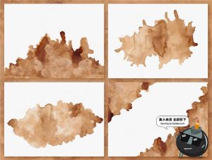 咖啡色水彩污迹水渍污渍水墨晕染效果后期肌理JPG背景PNG免扣素材-设计猿