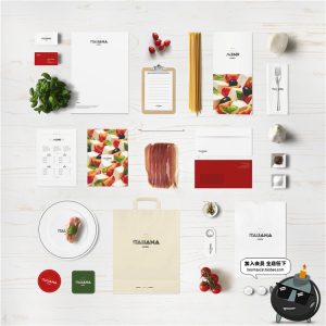 意式餐馆面条品牌VI提案产品衍生效果展示贴图样机PSD模板PS素材-设计猿