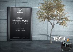 城市走廊通道街地铁电梯户外楼梯灯箱广告场景样机PSD模板PS素材-设计猿