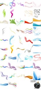 蓝色动感线条丝绸飘丝彩带波浪曲线科技感技术高科技商务PNG素材-设计猿