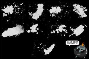 90款墨水飞溅溅射效果泼墨图案纹理PS笔刷后期合成元素brush素材-设计猿
