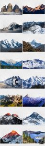 雪山山峰山脉湖光山色山峦山川山丘景色高清PNG免抠后期合成素材-设计猿