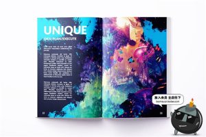 14页A4尺寸水墨飞溅风格艺术作品集画册图文排版设计PSD模板素材-设计猿