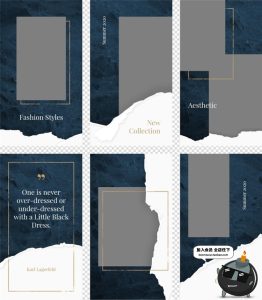 撕纸艺术风格深蓝湛蓝色图片文案排版个人海报设计PSD模板PS素材-设计猿