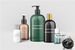 化妆品护肤品品牌乳液洗浴瓶子包装VI提案PSD模板样机素材-设计猿