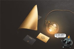 黑金品牌形象商务办公产品VI场景名片PSD模板样机贴图PS素材-设计猿