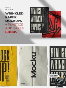 复古潮流褶皱折痕磨损塑料薄膜旧肌理海报PSD智能贴图样机PS素材-设计猿