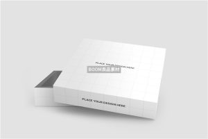 扣盖正方形扁礼盒衬衫包装外观效果展示样机PSD智能贴图模板素材-设计猿