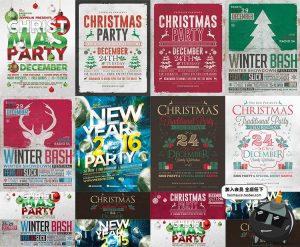 国外圣诞节冬季主题海报艺术字banner广告设计PS素材PSD模板合集-设计猿