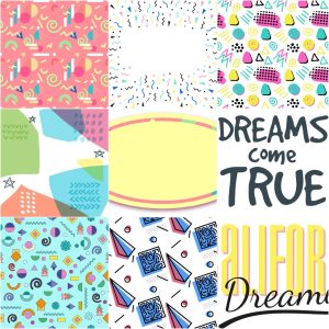 彩色孟菲斯可爱卡通背景冲击风格PNG/AI矢量图平面底纹印刷素材-设计猿