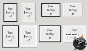 简约墙壁相框壁画挂画框场景PSD模板智能贴图文创样机PS设计素材-设计猿