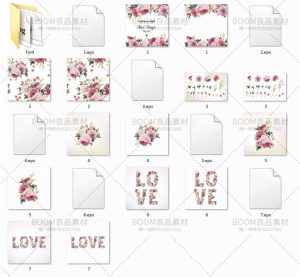 唯美森系水彩花朵婚庆婚礼背景请柬海报AI矢量PNG设计元素PS素材-设计猿