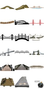 木桥栈桥吊桥木拱桥透明底图片场景后期合成装饰元素PNG免抠素材-设计猿