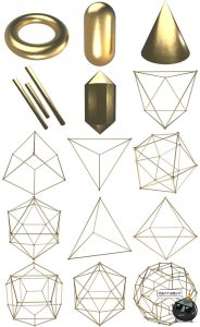 金属三维金色3D几何立体锥形点线结构海报创意元素PNG免抠素材-设计猿