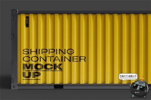 集装箱货柜铁皮柜子外观图案智能贴图效果展示样机PSD模板PS素材-设计猿