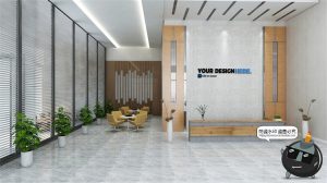 前台背景墙办公企业公司标志logo贴图样机效果展示PSD模板素材-设计猿