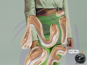 复古卡通趣味金属镀铬摇晃气泡液态风乳胶状英文装饰字体PNG素材-设计猿