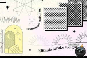 Y2K酸性扭曲艺术潮流复古抽象几何图形插画图案PNG免抠AI矢量素材-设计猿