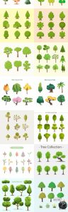 手绘卡通林地自然树木大树小树苗游戏风扁平装饰插画AI矢量素材-设计猿