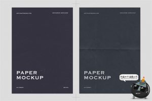 A4褶皱海报纸张模拟效果展示样机mockup智能贴图PSD模版PS素材-设计猿