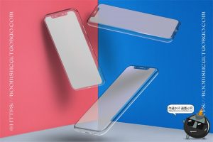 透明屏智能手机悬浮UI效果展示潮流物品样机PSD源文件模板PS素材-设计猿