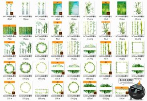 手绘水彩植物竹节竹子绿色植物竹叶装饰背景图案矢量AI设计素材-设计猿