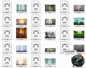 简约森林麋鹿剪影动物海报壁画配图印刷墙纸AI矢量设计素材模板-设计猿