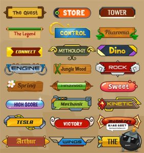 24款卡通儿童手游海盗游戏按钮标题栏边框PSD分层模板PS设计素材-设计猿