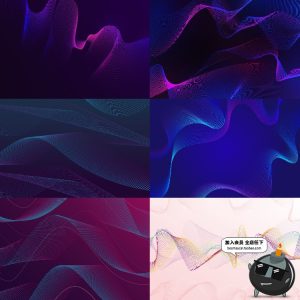 科技渐变抽象波浪粒子曲线信息KV主视觉海报背景AI矢量设计素材-设计猿