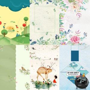 小清新淡雅艺术水墨水彩手绘风海报模板封面背景PSD设计PS素材-设计猿