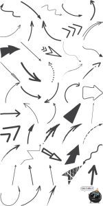 手绘箭头卡通扭曲弯曲箭头指向标志AI矢量PNG免抠装饰元素素材-设计猿