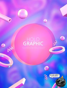 立体创意几何元素时尚潮流炫彩背景平面广告海报PSD模板设计素材-设计猿